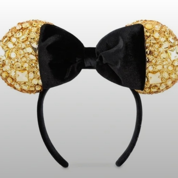 Disney Parks Limited Edition 50th Anniversary Luxury Gold Ears Headband - Picture 2 of 2